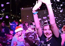 The forecast called for snow at Gecko's Grill and Pub for the Southside Village Holiday Stroll.