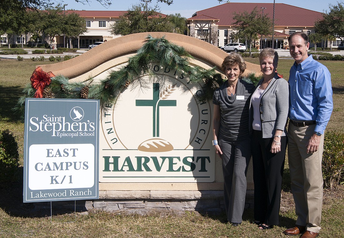 St. StephenÃ¢â‚¬â„¢s Episcopal School Head of School Dr. Jan Pullen and Harvest United Methodist Church Co-Pastors Rev. Catherine Fluck Price and Rev. Steve Price announced a new East County Saint Stephen's campus Tuesday. (courtesy)