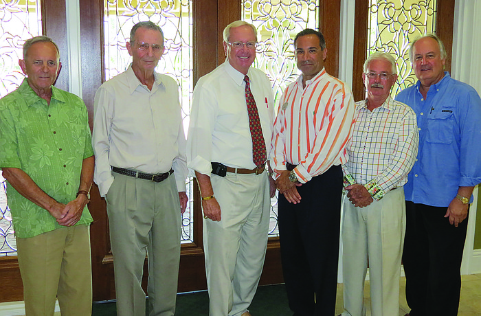 Longboat Key Foundation Chairman Bob Simmons with Vice Mayor David Brenner, board members Warren Simonds and Jeff Mayers, Longboat Key Mayor Jim Brown and Tom Aposporos