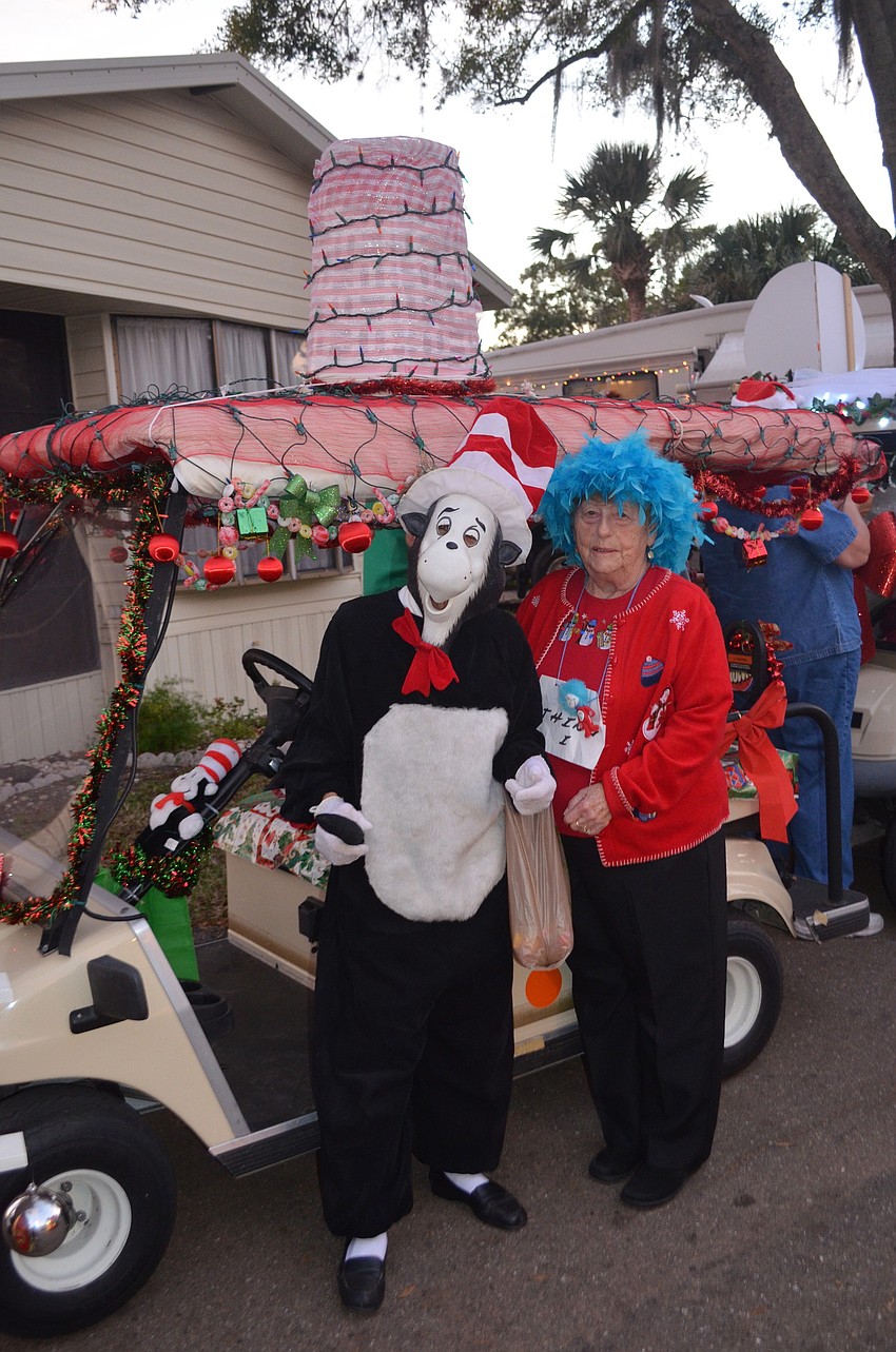 Ann Herbert and Beverly Collins are Dr. Seuss characters for the night.