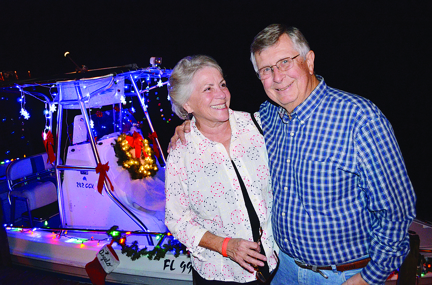 Mary and Newt McCollough enjoy the Old Braden River Historical Societyâ€™s boat parade.