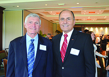 Col. Randy Gangle with Col. John Saputo, whom the National Society of the Daughters of the American Revolutionâ€™s Sara DeSoto Chapter honored.