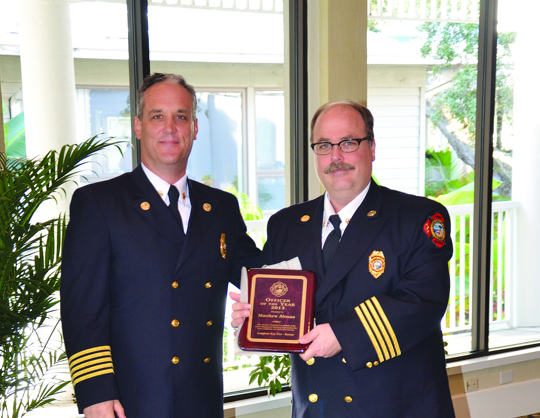 Longboat Key Fire Rescue Chief Paul Dezzi with Deputy Chief Matthew Altman in 2013.