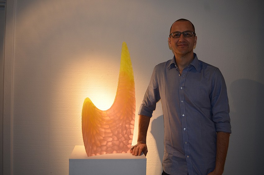 Artist Michael Behrens with his â€œSeaforms 2011-18â€