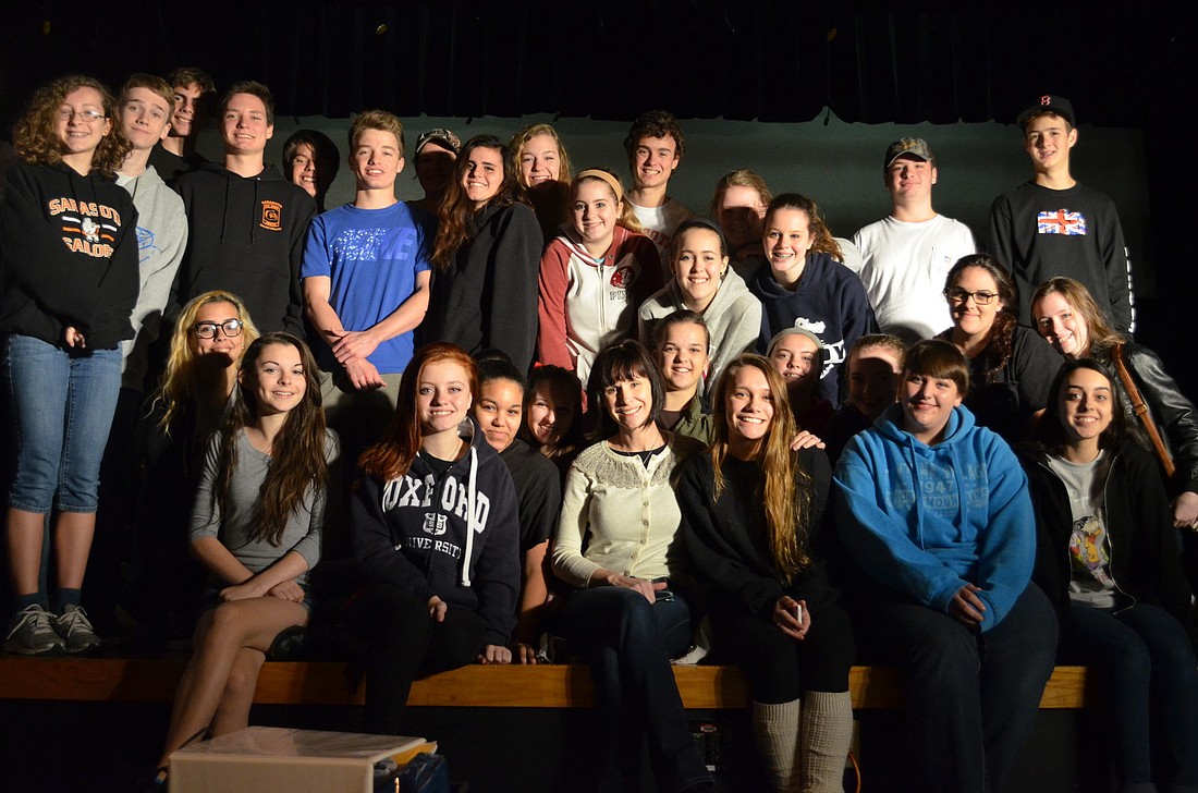 Susan Egan, center, shared valuable stories and tips to the young actors and theater artists at Sarasota High School