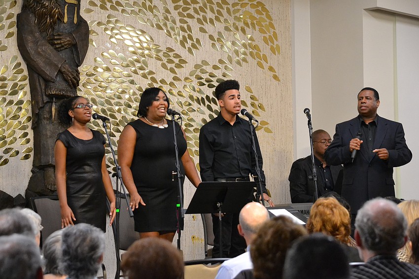 Members of the Westcoast Black Theatre Group perform during the tribute to the Rev. Martin Luther King Jr.