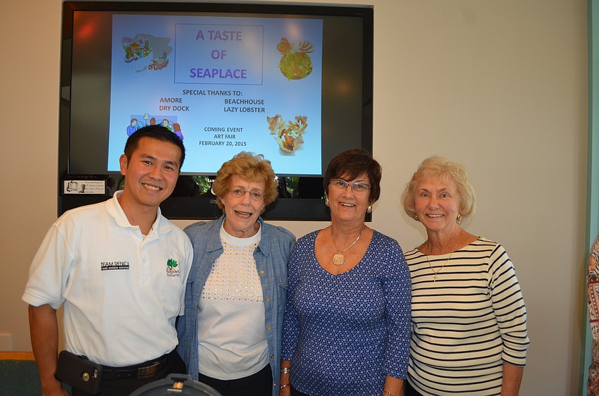 Eric Teoh with event organizers Eleanor Burstein, Pat Lundy and Dottie Mueller