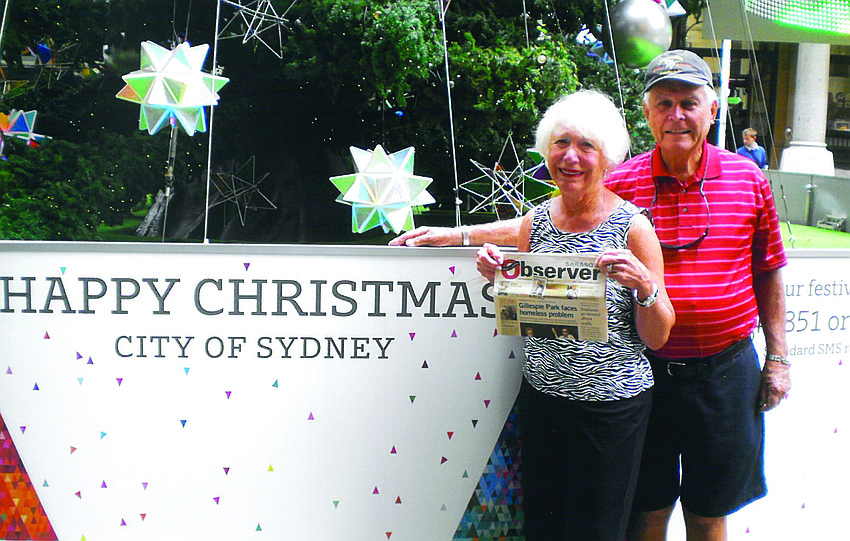 DOWN UNDER DUO. Lois and Ken Kiehl brought their Sarasota Observer along on a trip to Sydney and the Tamar Ridge wine region in Tasmania.