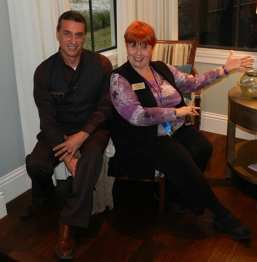 Adam Miller, of Keller Williams Lakewood Ranch, and Janet Arena, of Van Wezel Performing Arts Hall, share laughs.