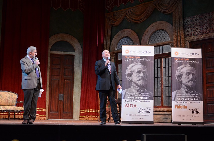 Maestro Victor DeRenzi and executive director Richard Russell announce the opera's 2015-16 season.