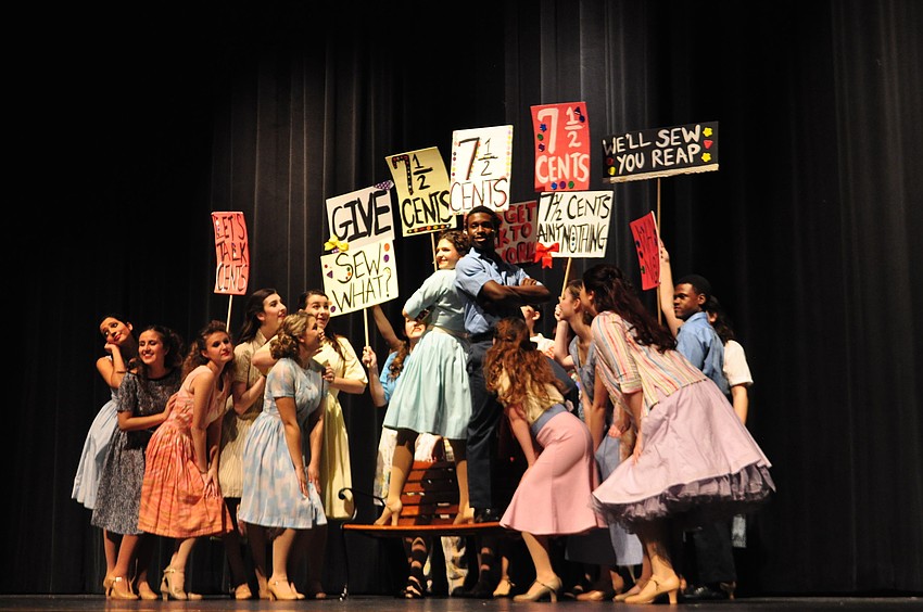 Pajama factory workers hold a rally.