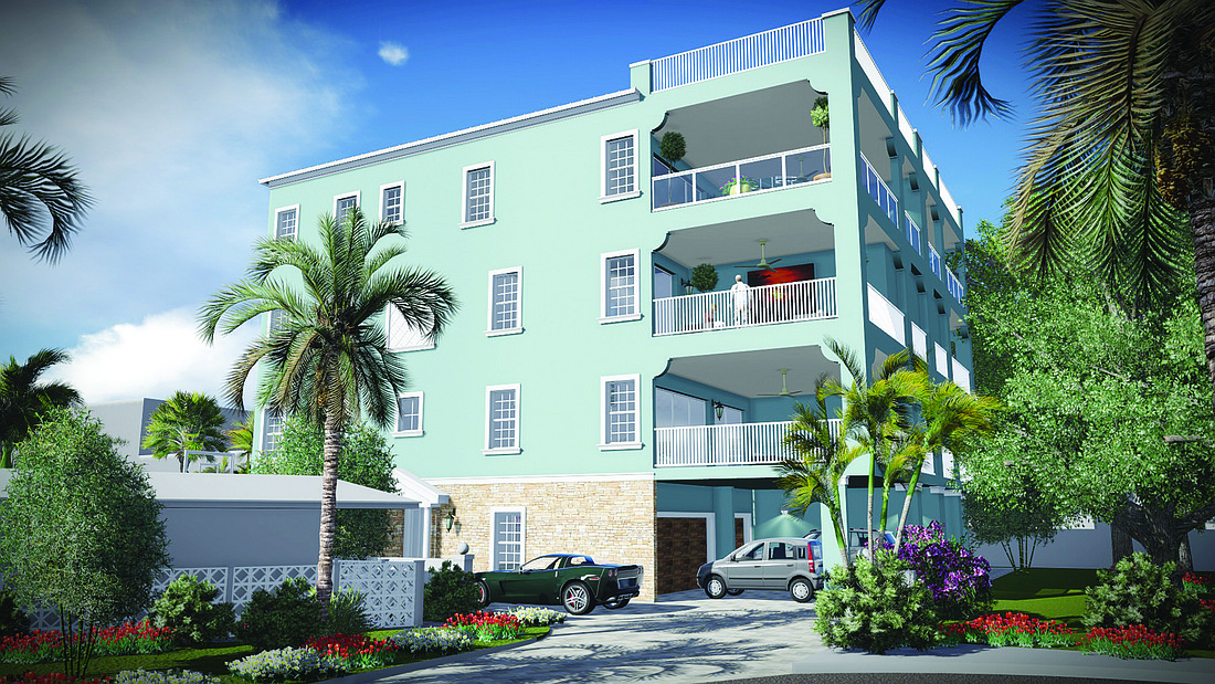 All three living floors will have a walk-out porch facing the Gulf. Courtesy rendering of RE/MAX Tropical Sands