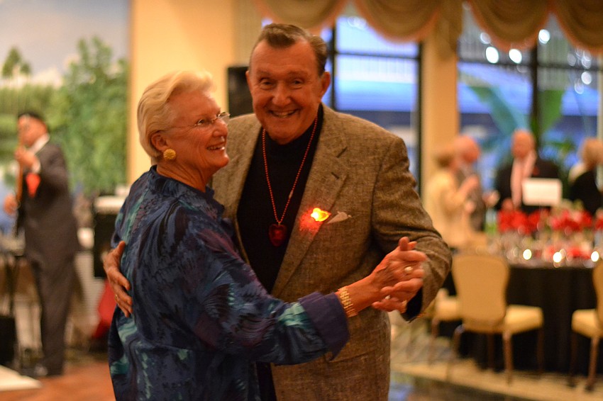 Sandy and Dick Weber take a turn on the dance floor at the Longboat Key Kiwanis Valentines in Monte Carlo party.