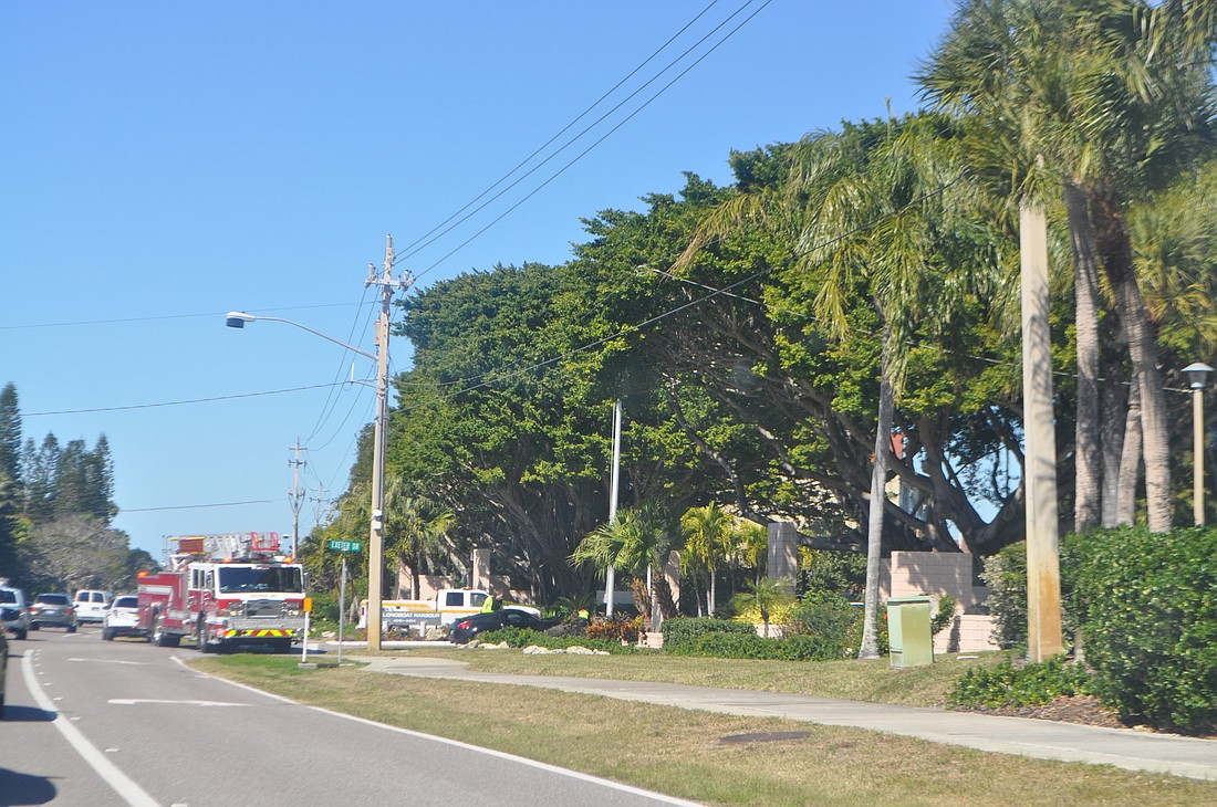 Police and firefighters were at the crash scenes in the 4400 and 4600 blocks of Gulf of Mexico Drive this afternoon.