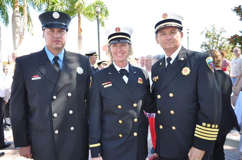 East Manatee Fire Rescueâ€™s Derek Parker, Kim Luther and George Ellington say the ceremony is a good reminder that their job is dangerous.