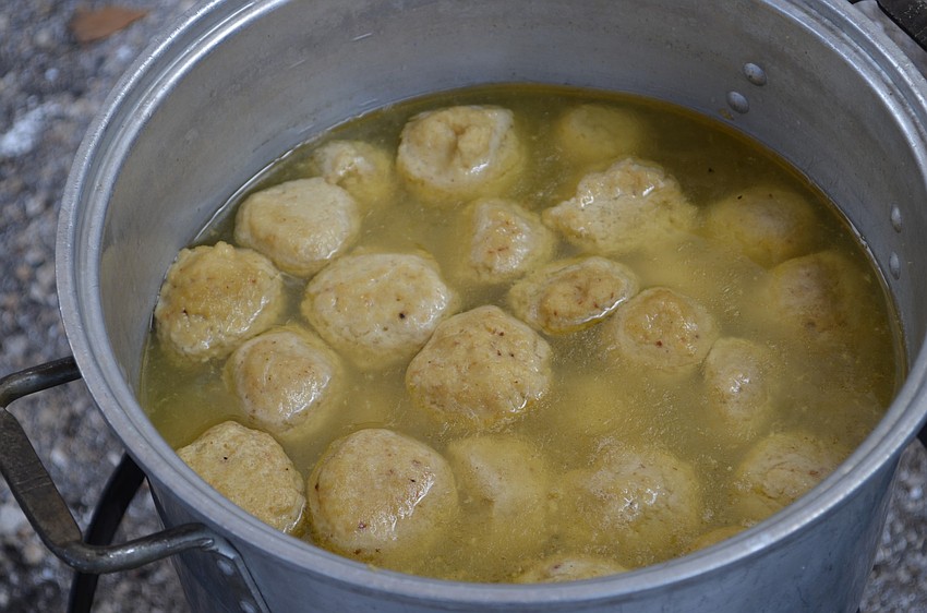 Matzo balls were served with chicken soup.