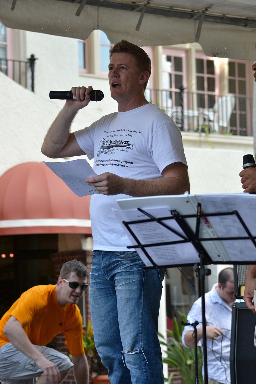 Jon Pierce welcomes the crowd for the inaugural Rock for a Cause.