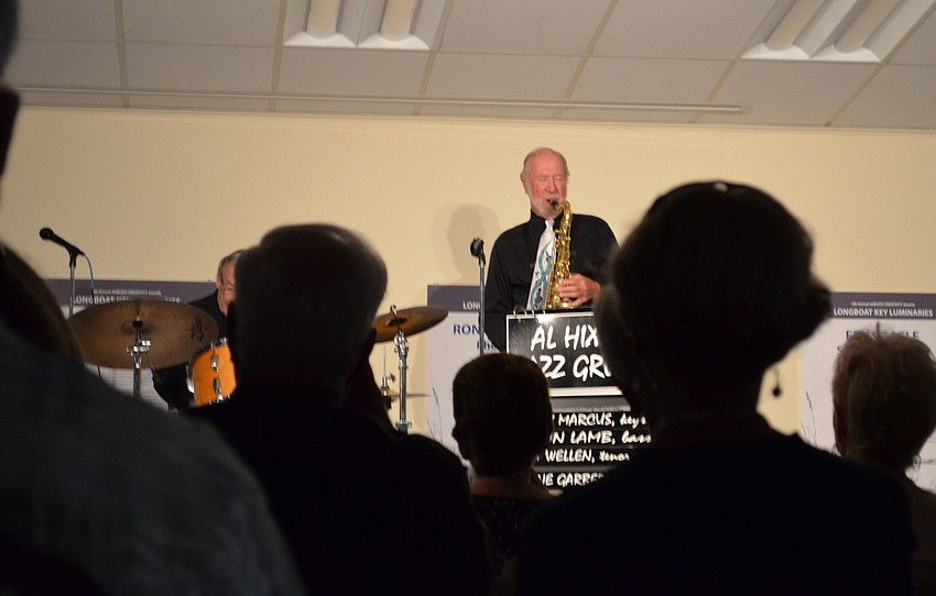 Jim Wellen performs the tenor sax for the crowd at the Longboat Key Center for the Arts.