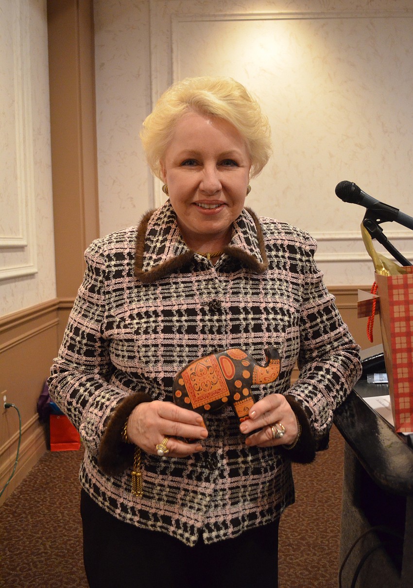 A member surprised Carol Sawyer with a new elephant to add to her collection.
