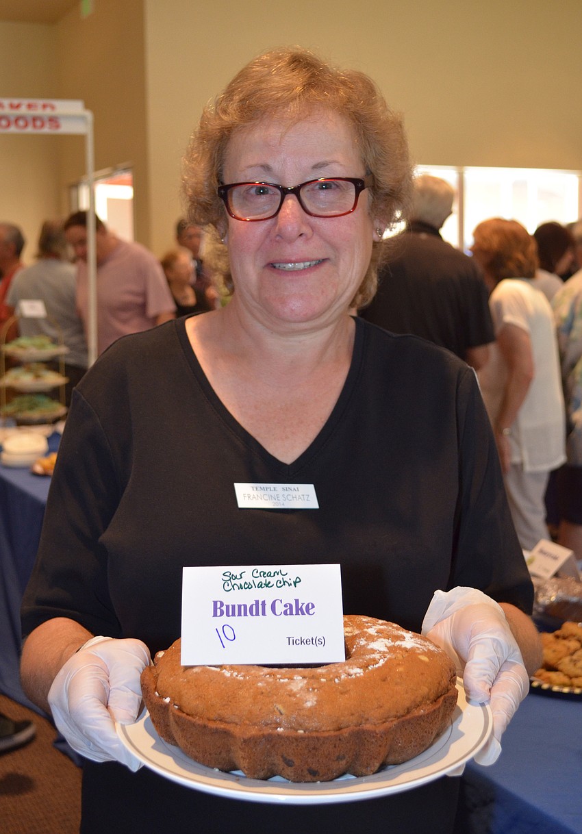 Francine Schatz helped sell baked goods and contributed a sour cream, chocolate chip bunt cake.
