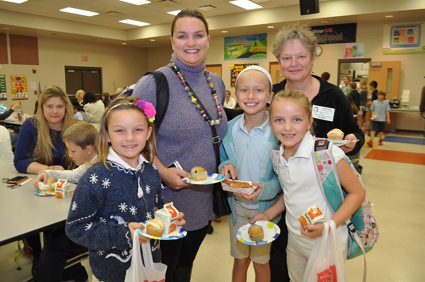 Emily Steiner has breakfast with her mom, Shelly; friend, Isabella Sanchez; grandmother, Jean Panning; and sister, Allison.