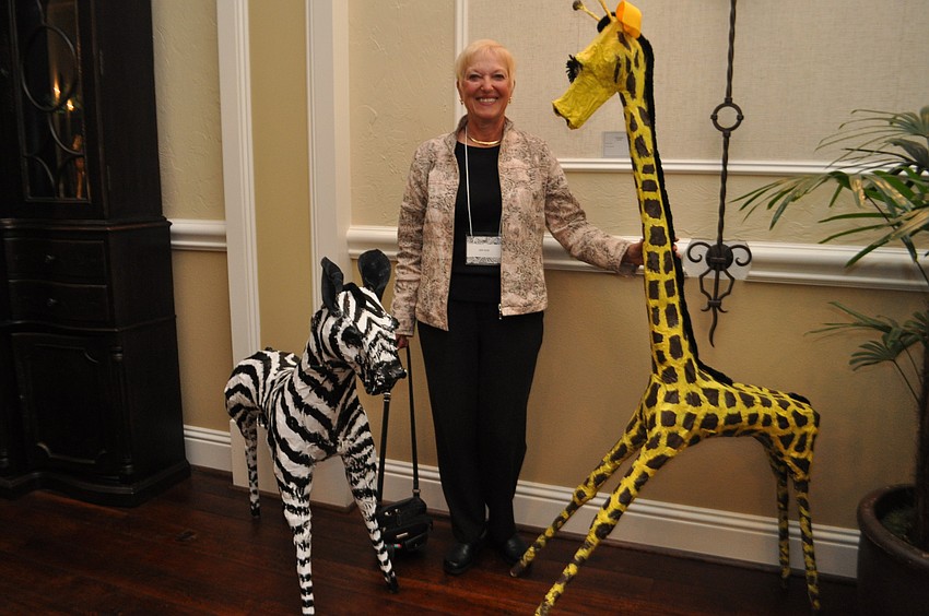Artist Jeri Susi created these paper mache pieces, Xavier and Gina. She originally made them for an â€œAfrican wild thingsâ€ themed golf tournament a few weeks ago.