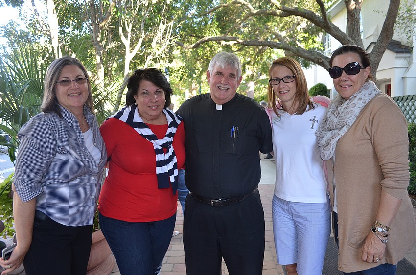 Pat Mudgett, Marsha Devitt, Fr. Rick Marsden, Jody Maxwell and Jackie Boedecker