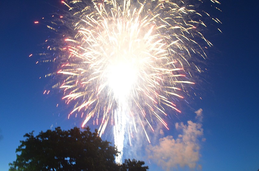 The fireworks display took place over Sarasota Bay.