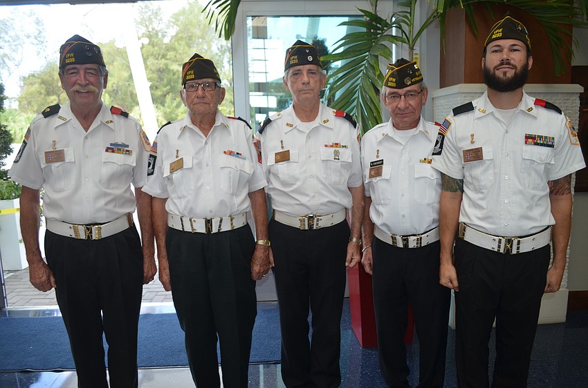 Gary Williams, Al Corning, Jim Shaffer, Bob Cockroft and Nathan Richards of Veteran of Foreign Wars Post