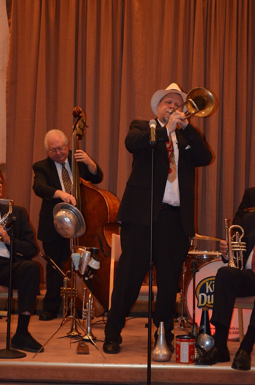 Bass player Don Mopsick and Kid Dutch playing the trombone