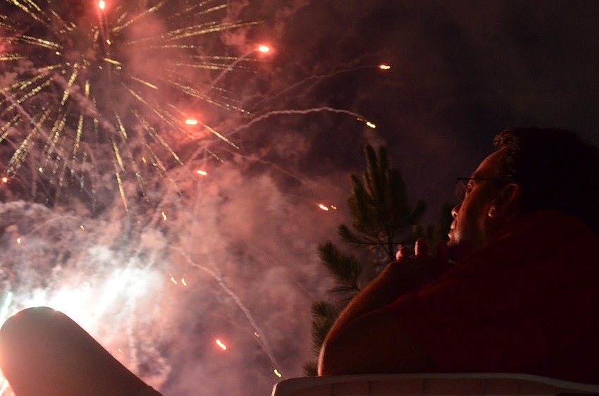 Bill Cieslak watches the fireworks.