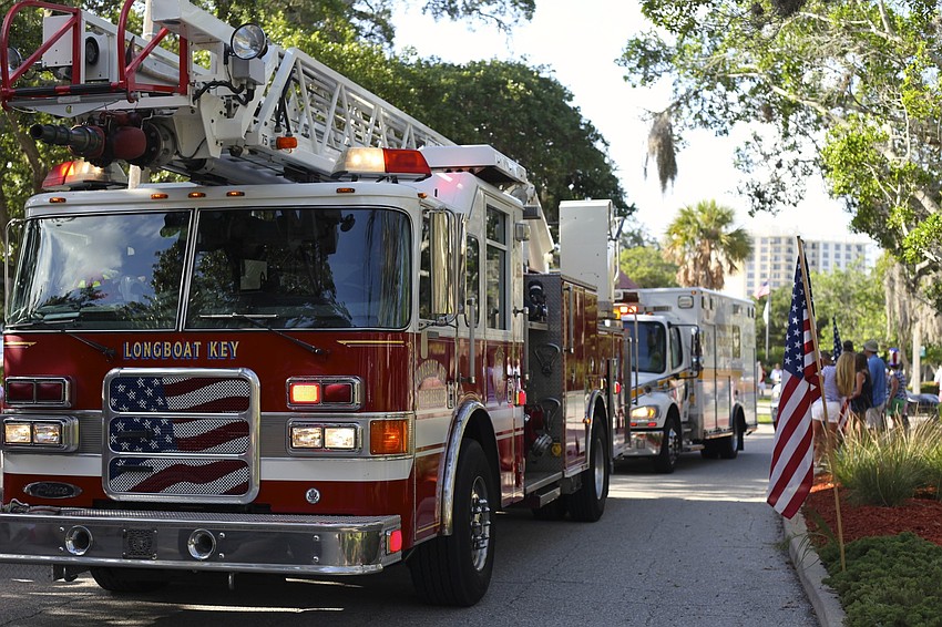 The parade began with a Longboat Key fire truck.