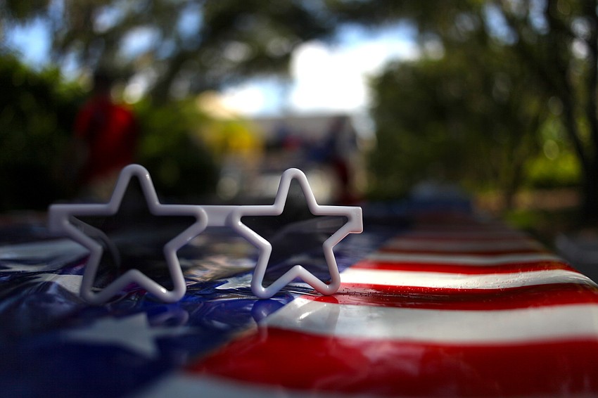 Many participants wore patriotic glasses and attire to the event.