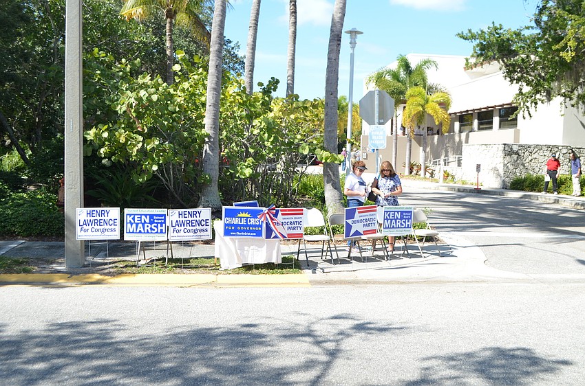 Residents placed campaign signs in front of Longboat Key Town Hall.