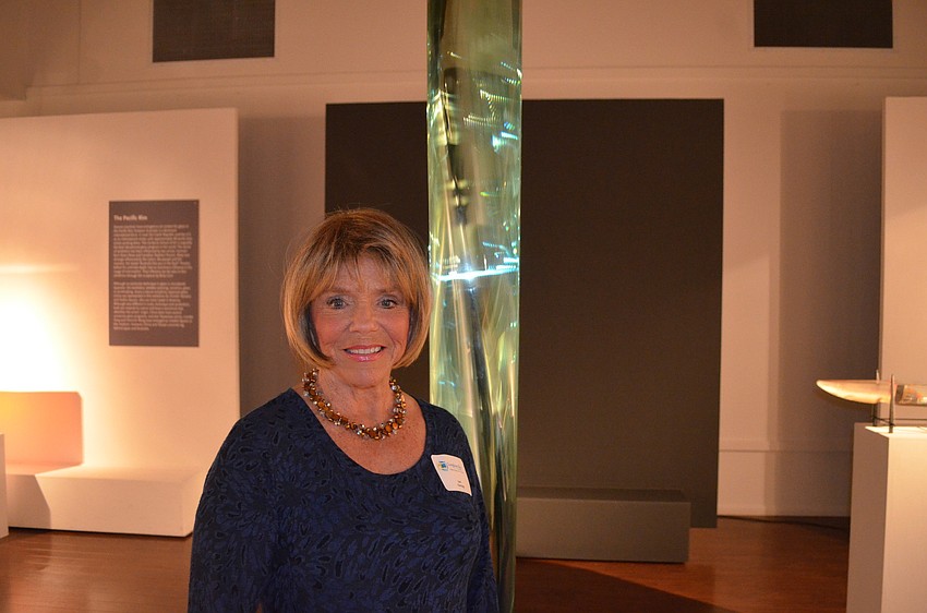 Former president Joan Partridge in front of Toshio Iezumiâ€™s â€œM. 130201.â€