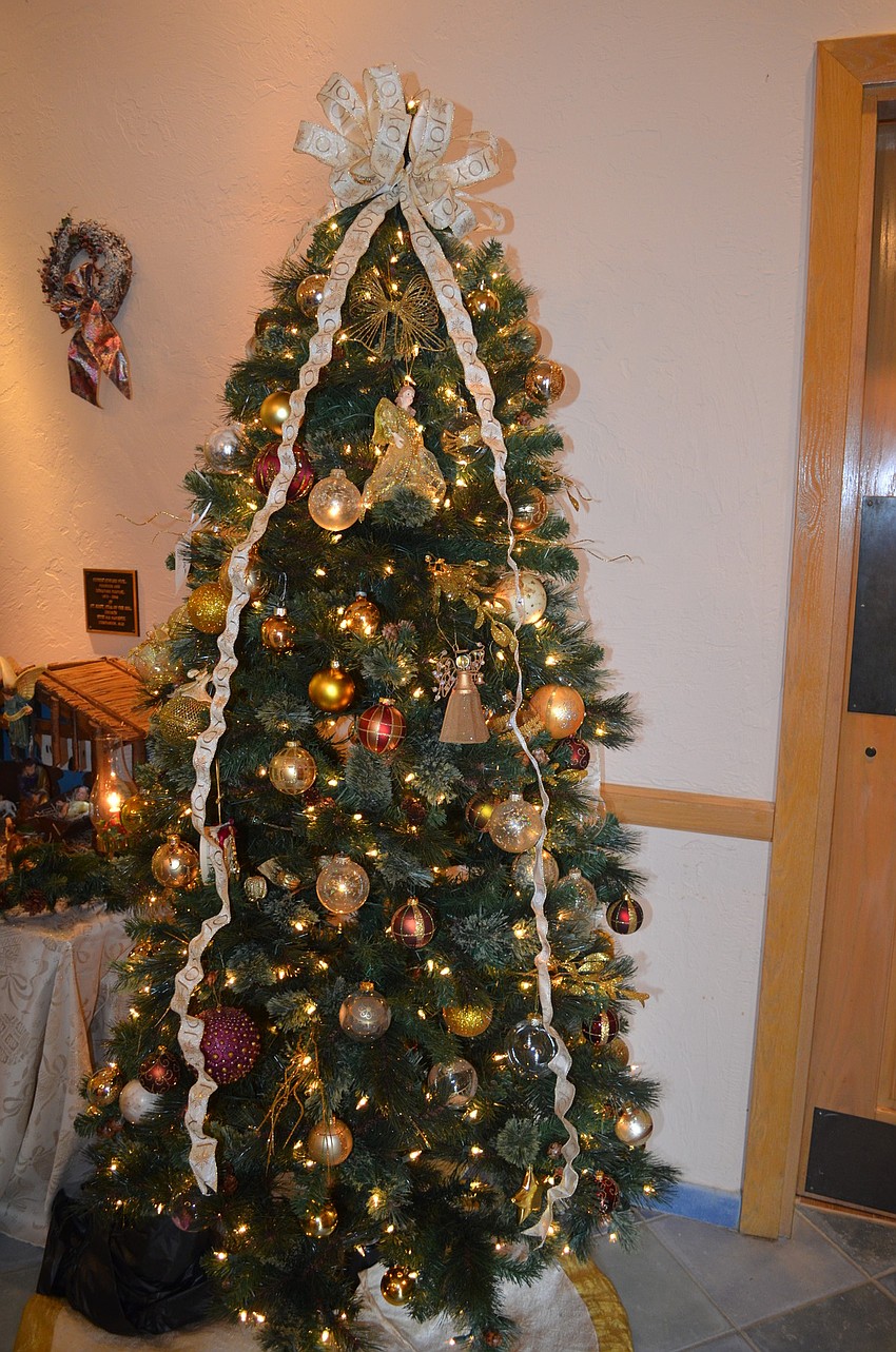 Christmas trees of all sizes were for sale at the bazaar.