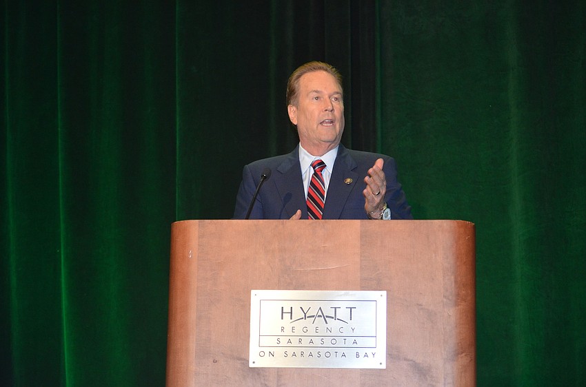 Congressman Vern Buchanan spoke to audience members before the presentation.