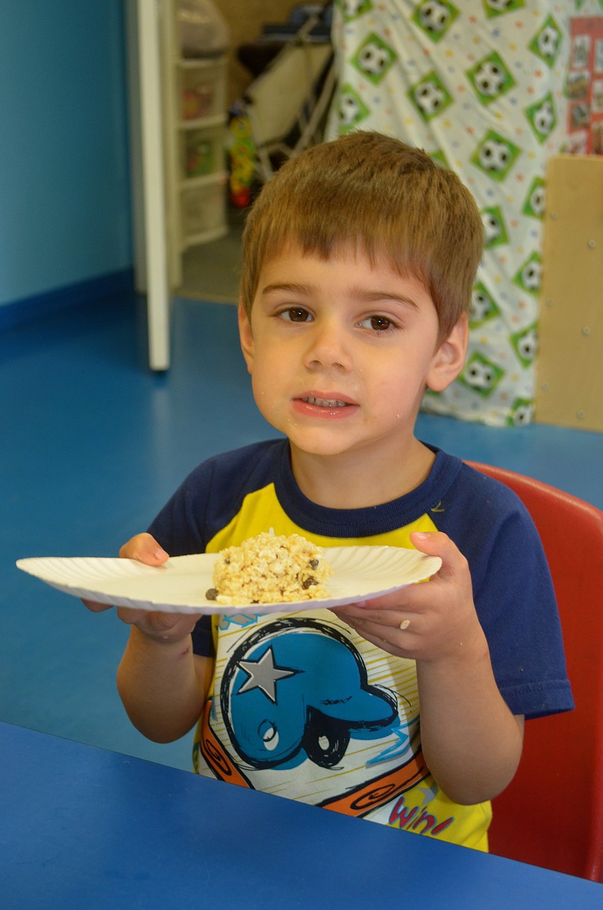 Jack Duncan shows off his Rice Krispie Treats.