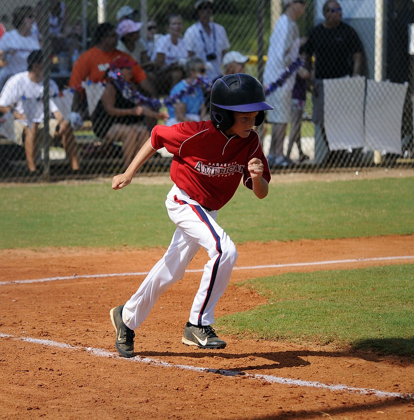 Charlie Cooper hit a RBI double for the Sarasota American 9/10 All-Stars.