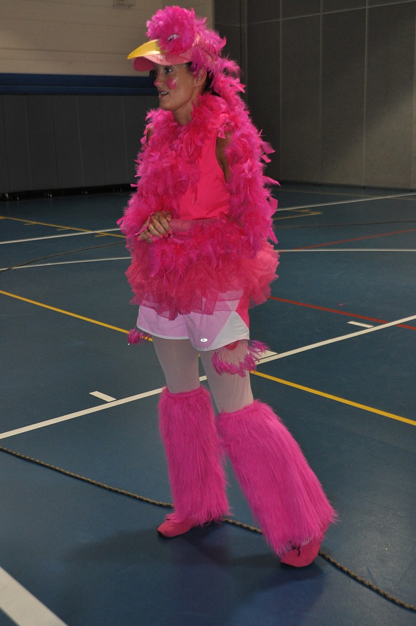 Game leader Amanda Masarik dresses in character for each year's VBS theme. This year she played a wacky bird.