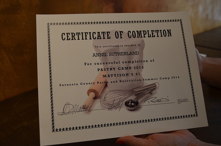 After a week learning to make pastries, the campers prepare a meal for their parents and take home a certificate of their achievement