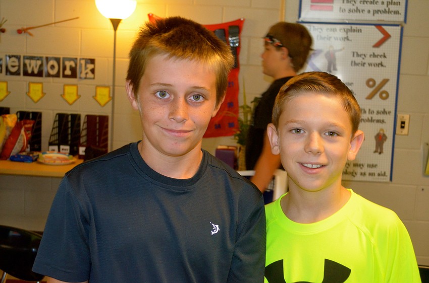 Dawson Britt and Finn Camphire compete against other teams for a prize.