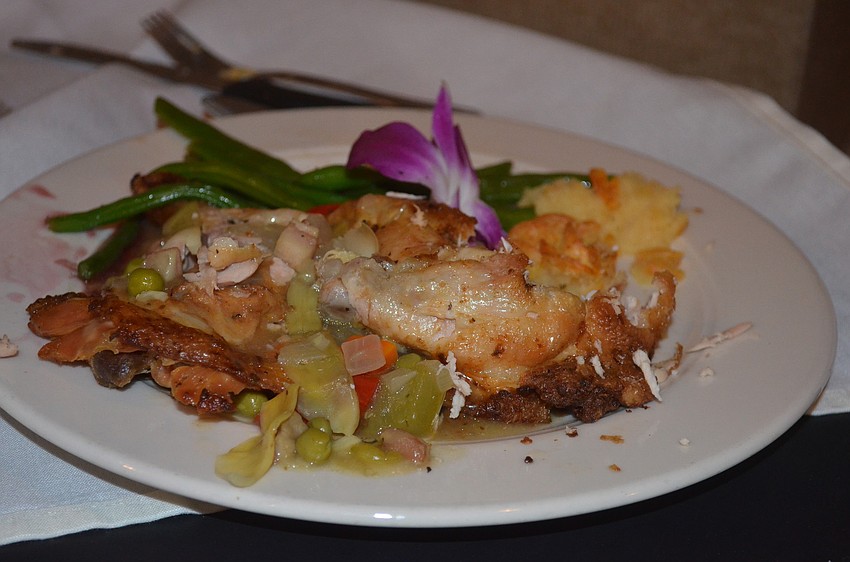 Attendees enjoyed chicken and vegetables.