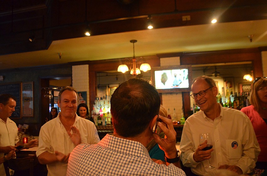 County Commission District 2 candidate Paul Caragiulo waited to celebrate his win over Shannon Snyder until the final results were in.