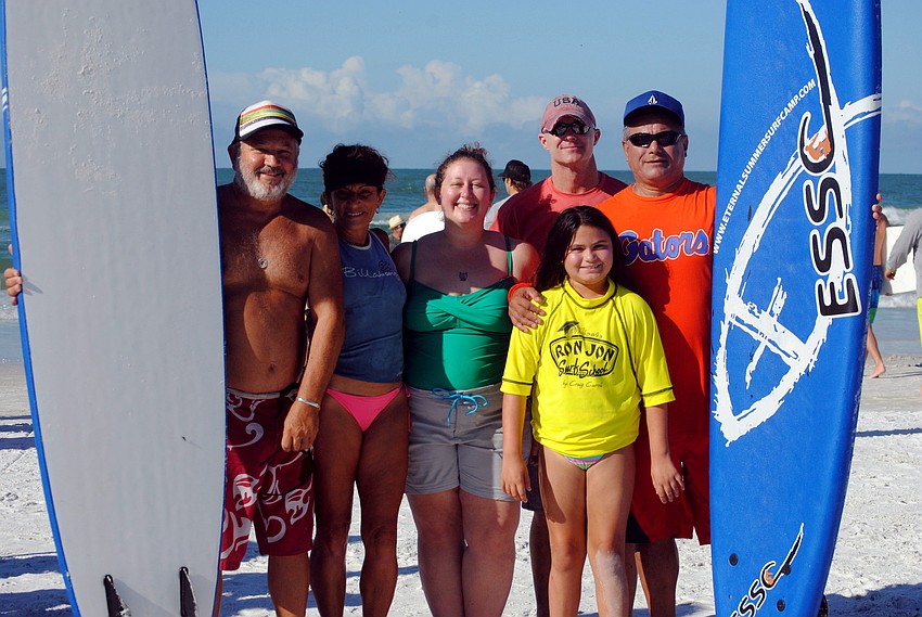 Mike Solomon, Evy Alland, Stephanie Thomas, Steve Viana and Ralph Longoria with his daughter Leilani
