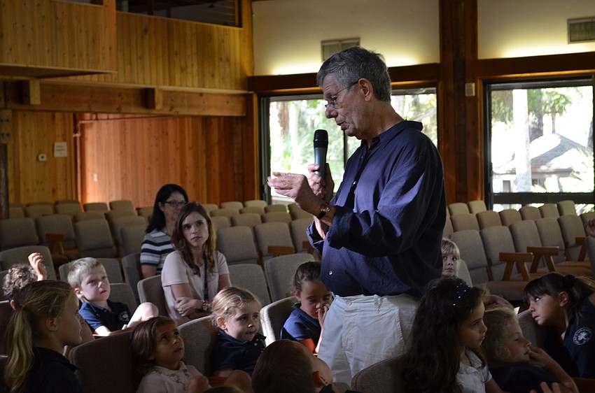 Binkow takes questions from Out of Door Academy students.