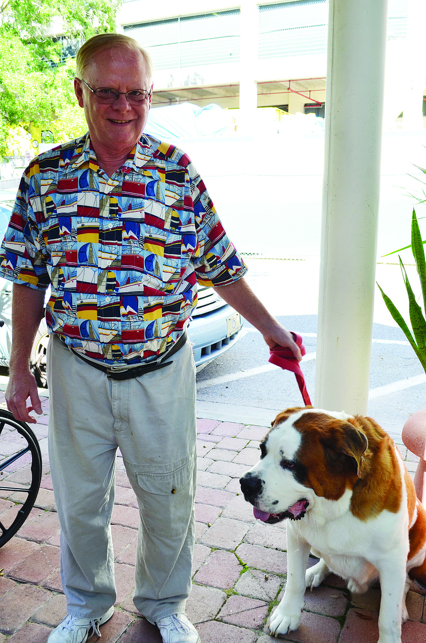 Larry Brown and his 7-year-old St. Bernard, Paderewski or â€œMr. P.â€