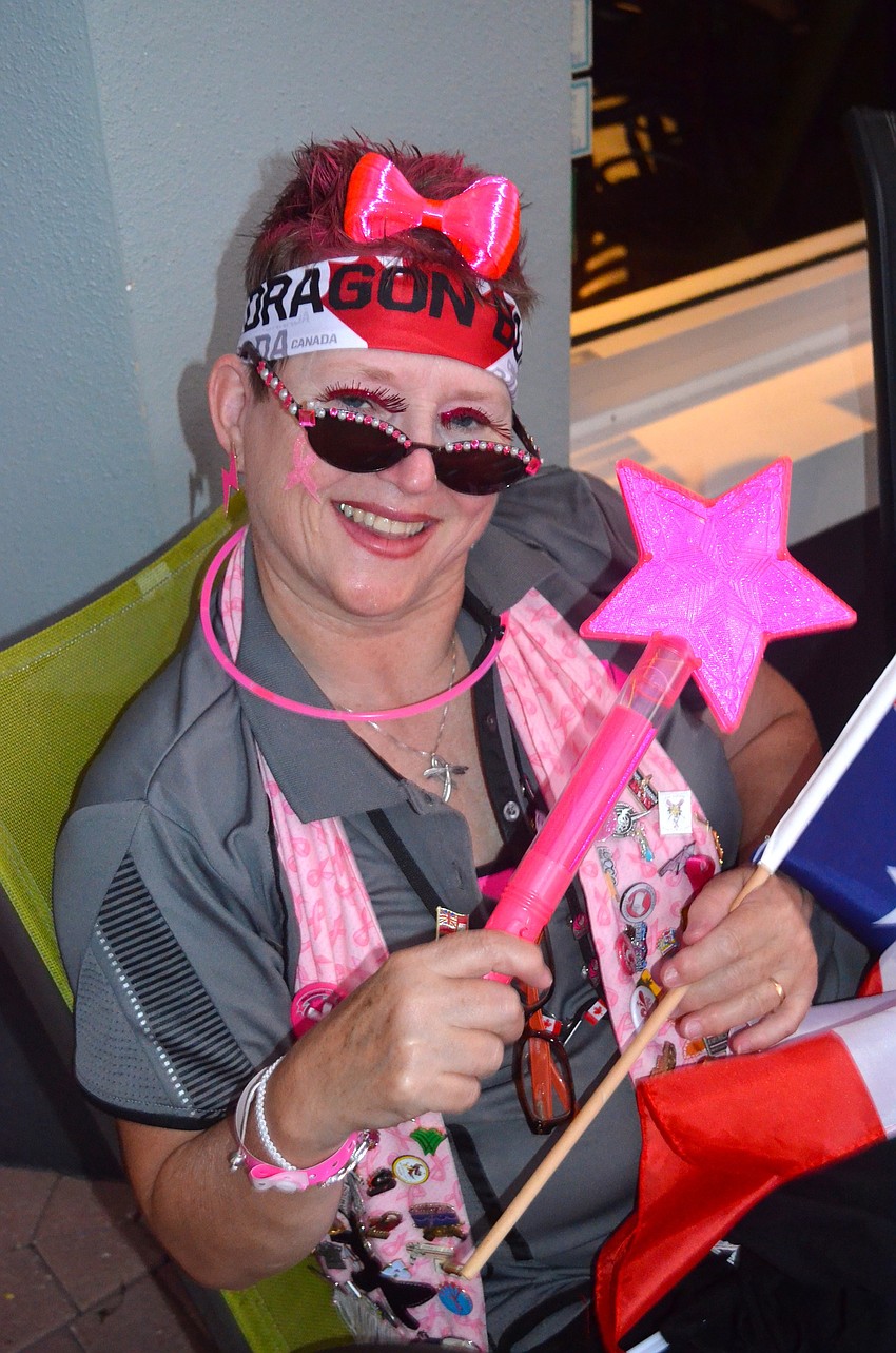 Gail Kivisaari supports her team, Dragon Flies, from Ontario.