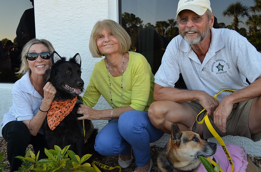 Pam Peplow, Joan Stahlman and Bob Kester with Harry and Sally who are up for adoption at the Sarasota Sheriffâ€™s Animal Services.