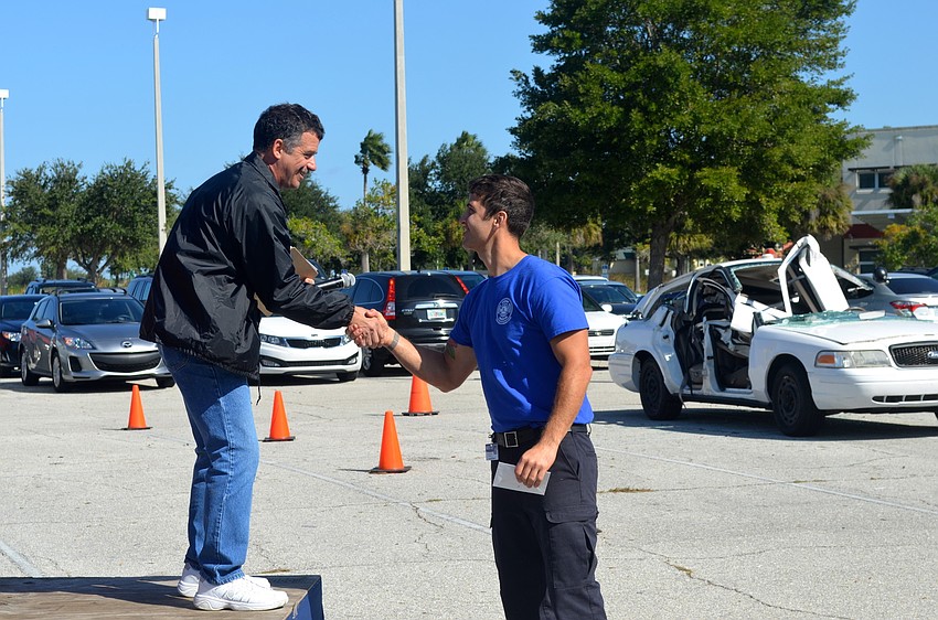 Phillip Turner took home a $100 gift card for finishing the firefighter competition with the fastest time.